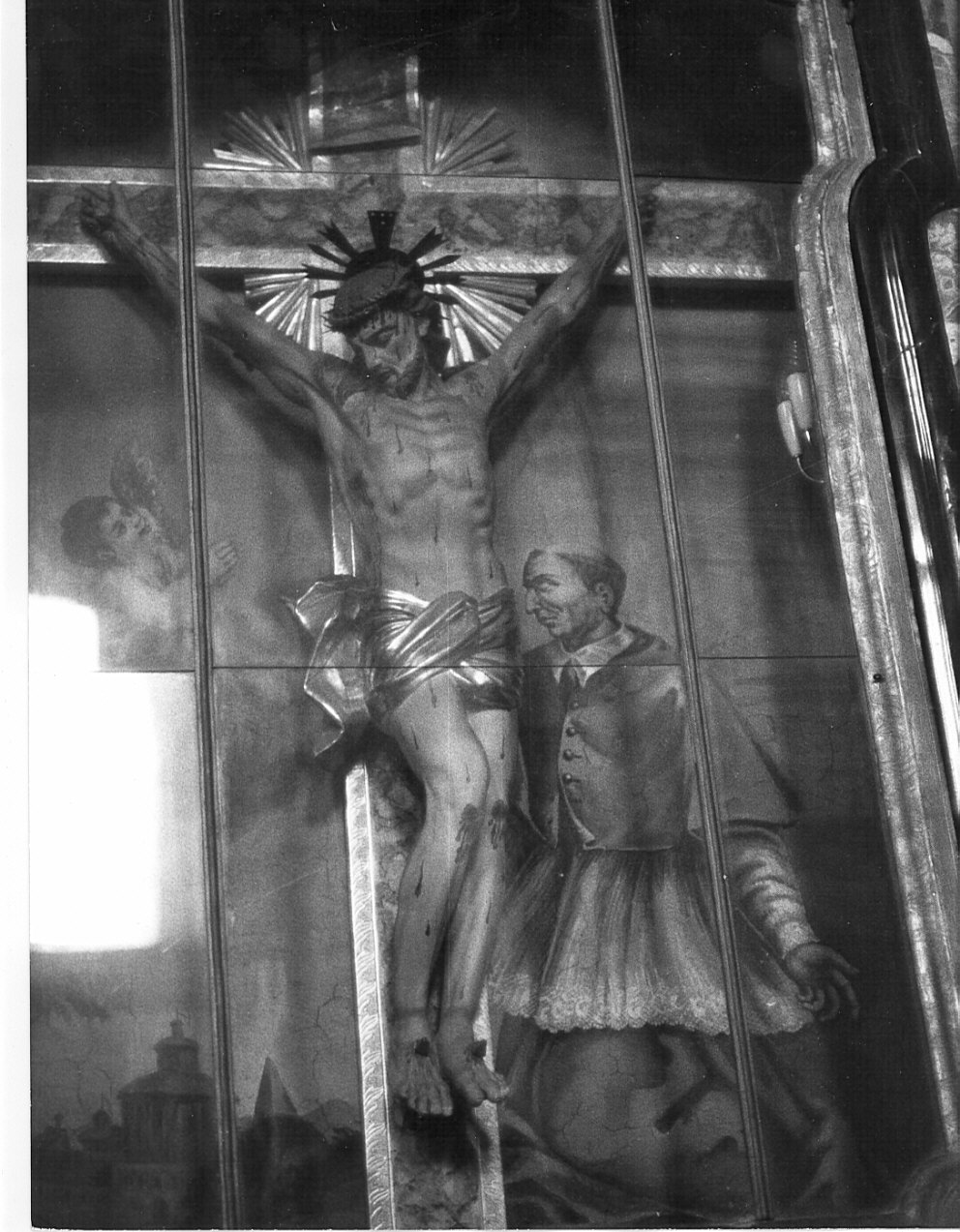 San Carlo Borromeo in adorazione della croce (decorazione plastico-pittorica, insieme) - bottega lombarda, ambito lombardo (sec. XVIII, sec. XIX)