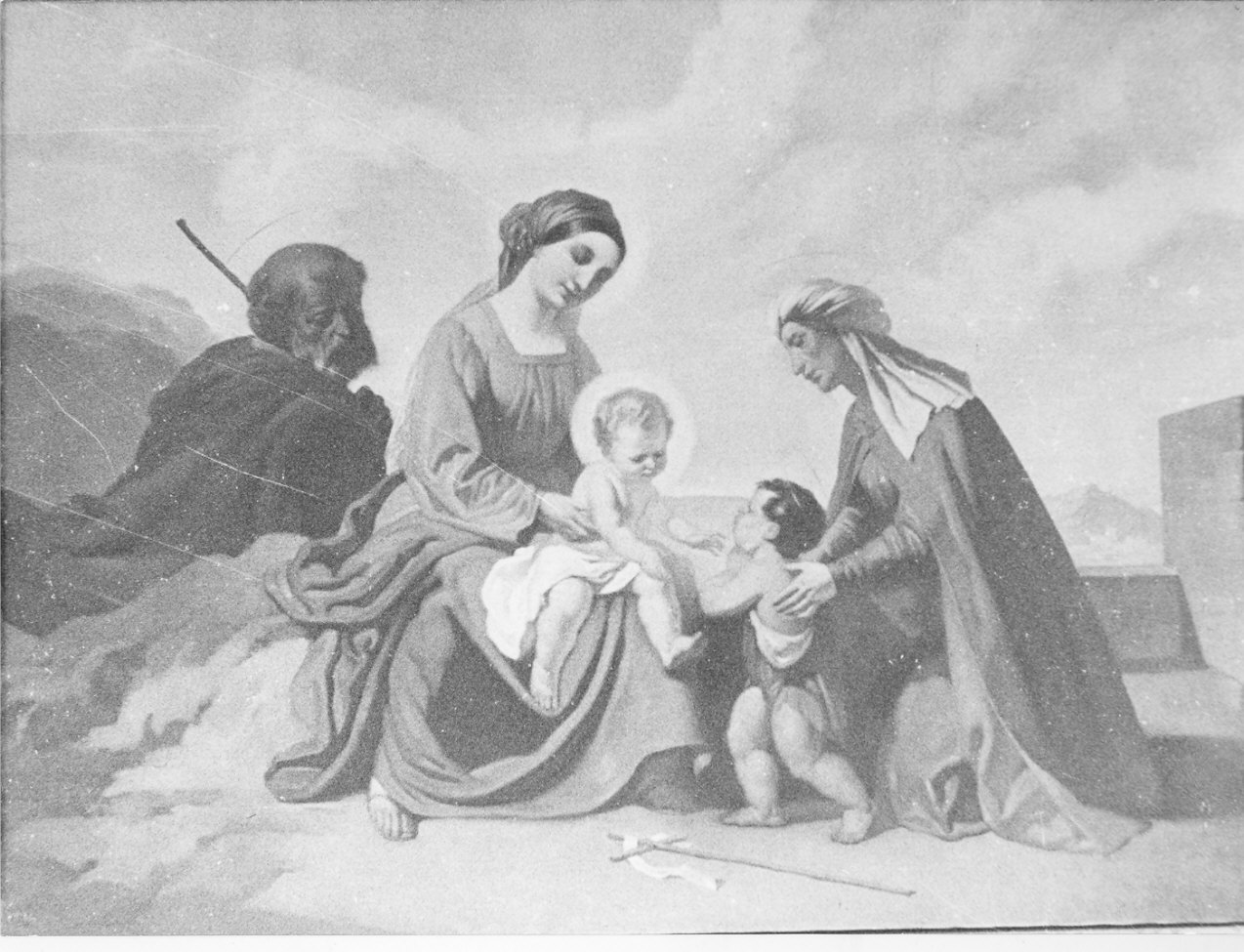 Sacra Famiglia con San Giovannino e Sant'Elisabetta (dipinto, opera isolata) di Ferrari R (sec. XX)