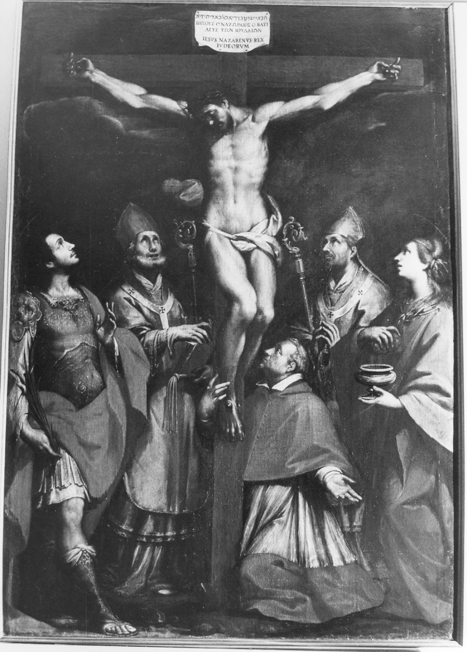 crocifissione di Cristo con Santi (dipinto, opera isolata) - ambito lombardo (primo quarto sec. XVII)