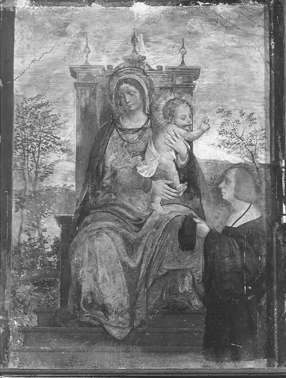 Madonna in trono con Bambino (dipinto, opera isolata) - ambito lombardo (primo quarto sec. XVI)