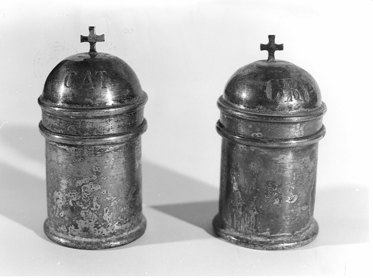 vasetti per oli santi, coppia - bottega lombarda (fine sec. XVIII)