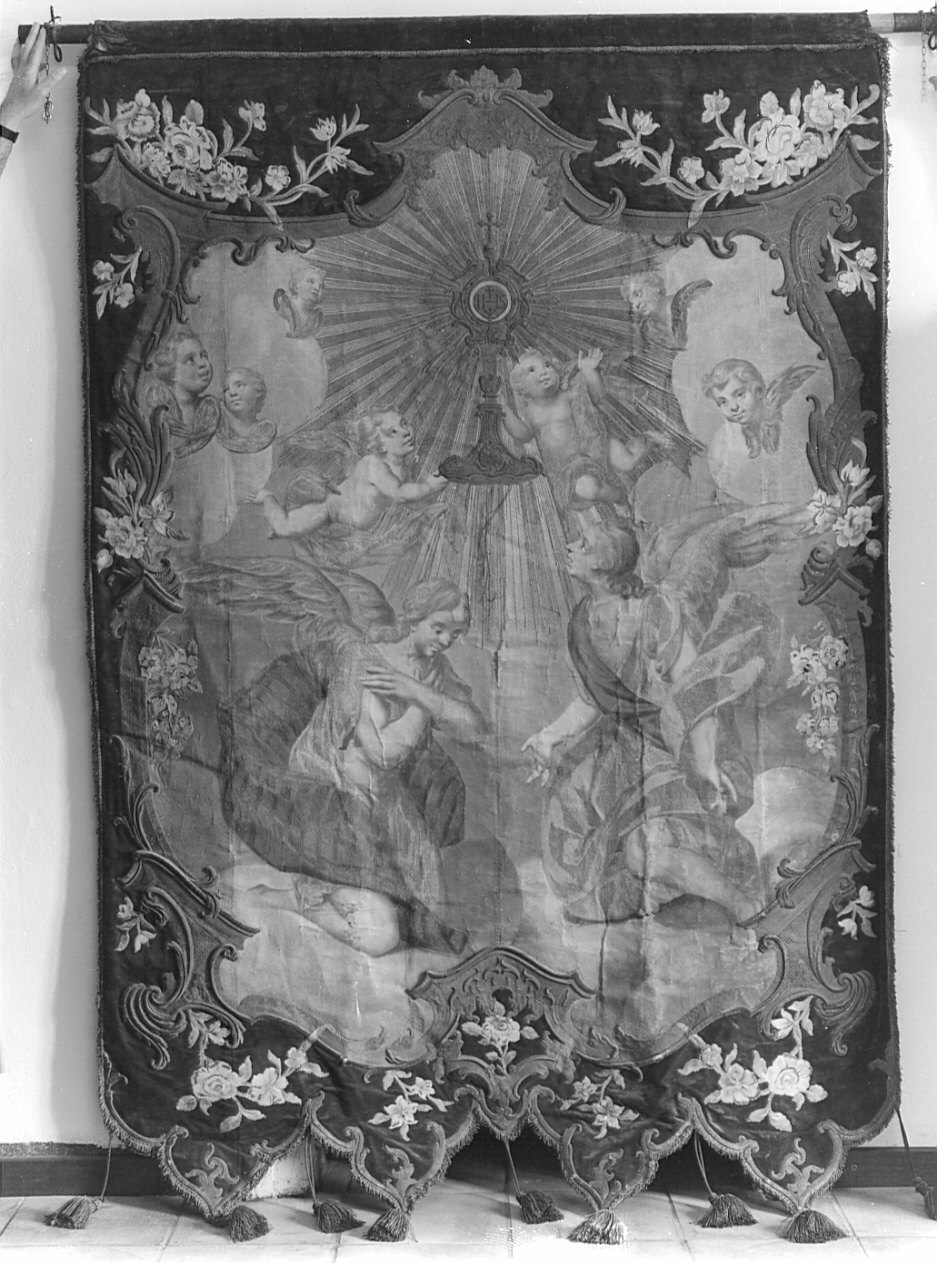 gloria dell'Eucaristia/ San Bernardo (stendardo, opera isolata) - manifattura lombarda (metà sec. XVIII)