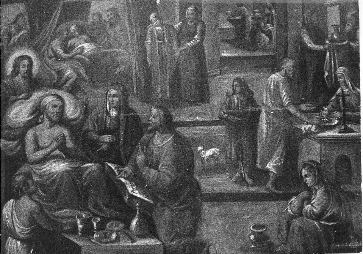 Visitare gli infermi (dipinto, elemento d'insieme) - ambito milanese (sec. XVIII, sec. XIX)