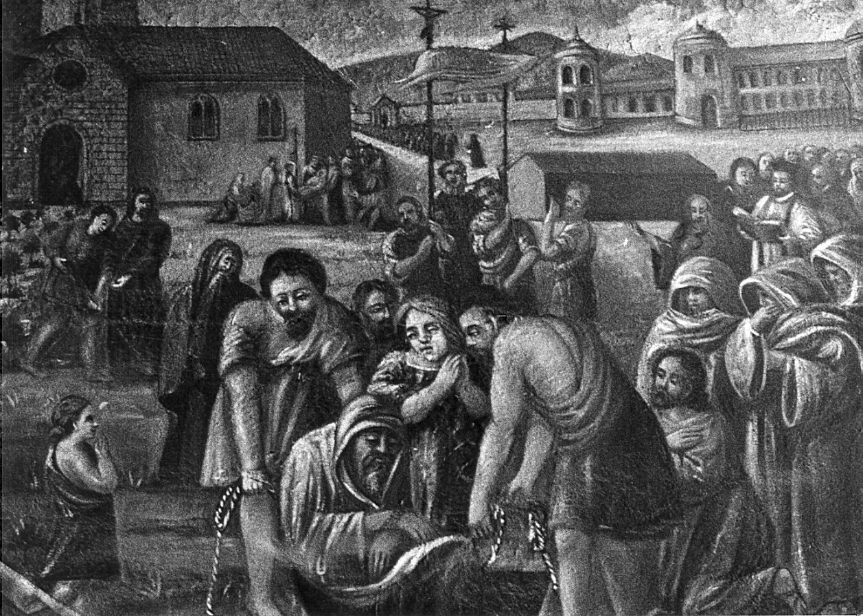 Seppellire i morti (dipinto, elemento d'insieme) - ambito milanese (sec. XVIII, sec. XIX)
