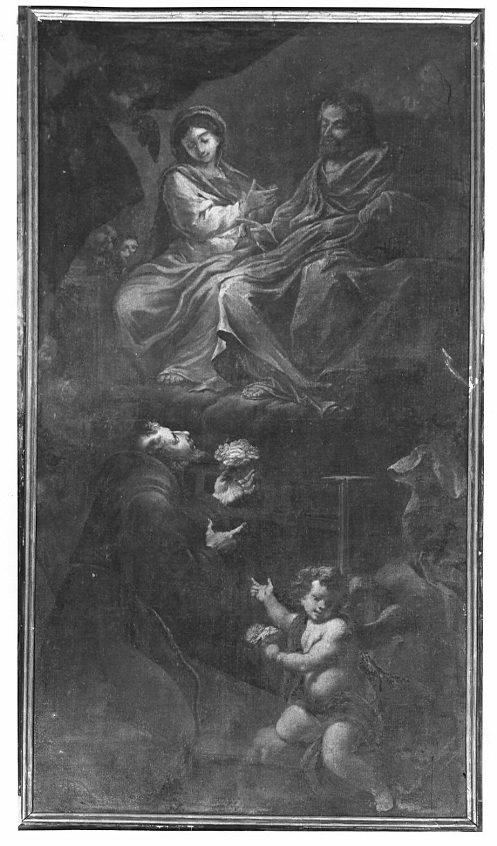 visione di San Francesco d'Assisi alla Porziuncola (dipinto, elemento d'insieme) - ambito italiano (sec. XVIII)