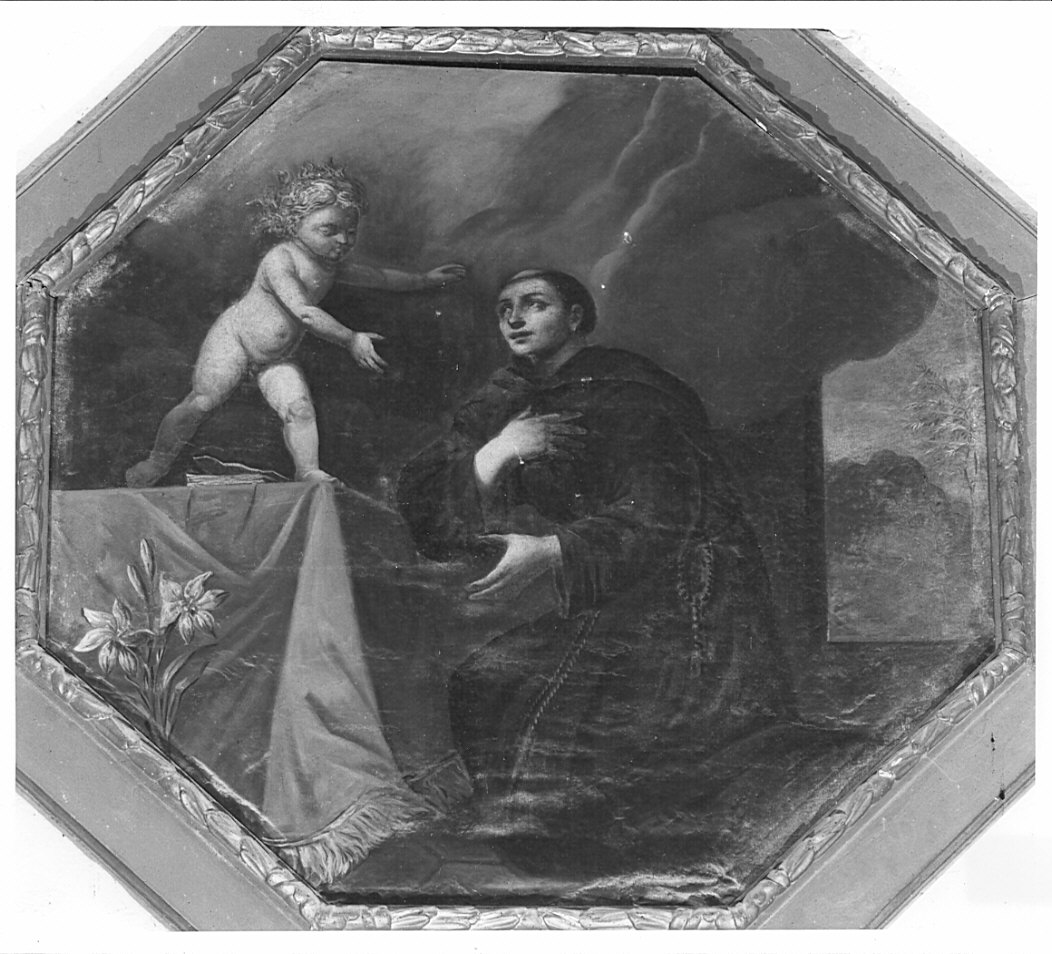 Sant'Antonio da Padova con il bambino (dipinto, opera isolata) - ambito italiano (fine/inizio secc. XVII/ XVIII)