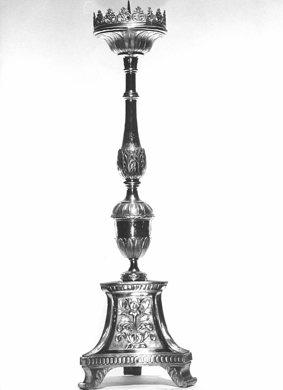 candeliere d'altare, serie - bottega italiana (seconda metà sec. XIX)