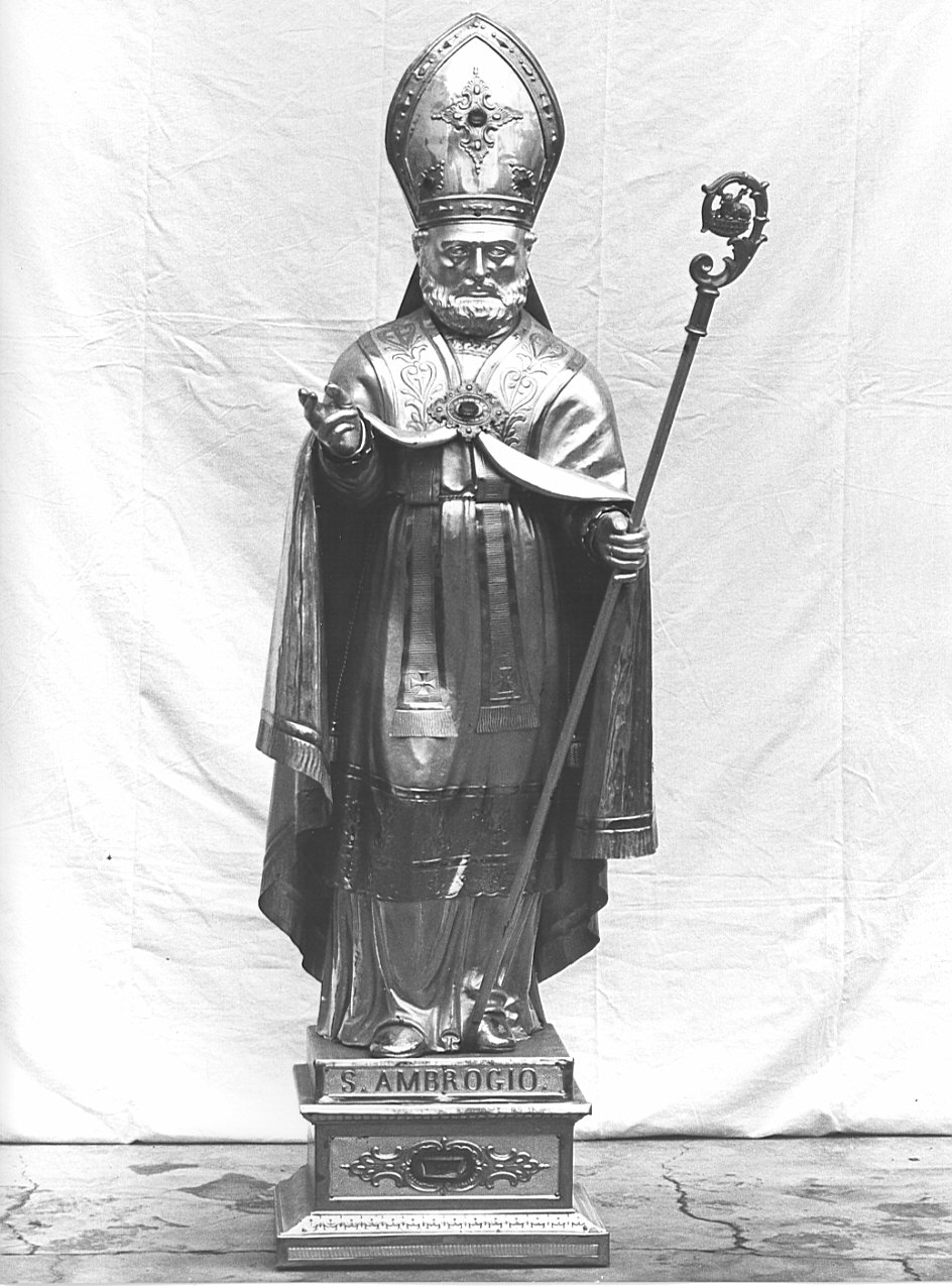 Sant'Ambrogio (reliquiario - a statua, opera isolata) - bottega italiana (fine/inizio secc. XIX/ XX)