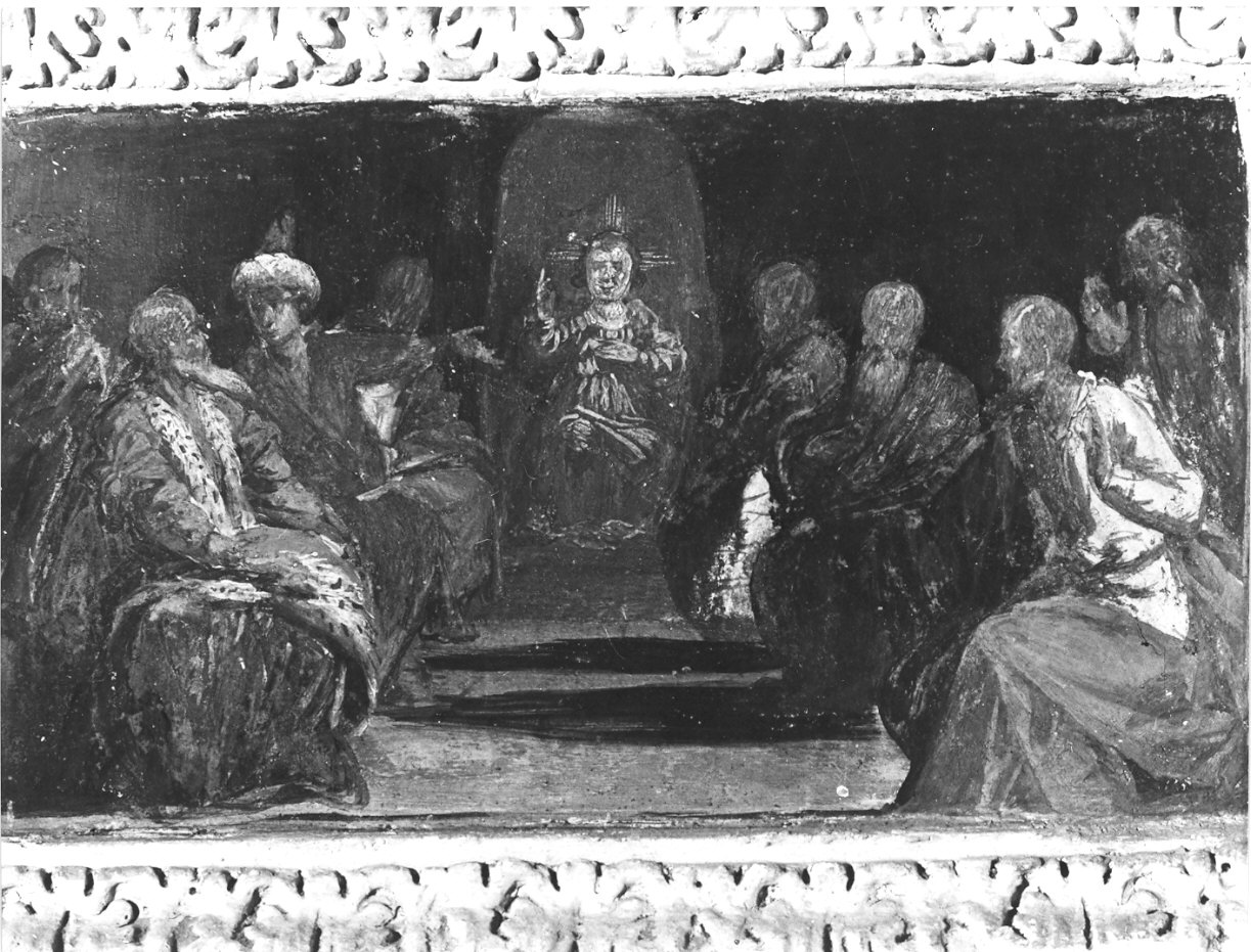 disputa di Gesù con i dottori nel tempio (dipinto, elemento d'insieme) di Nuvolone Panfilo (attribuito) (fine/inizio secc. XVI/ XVII)