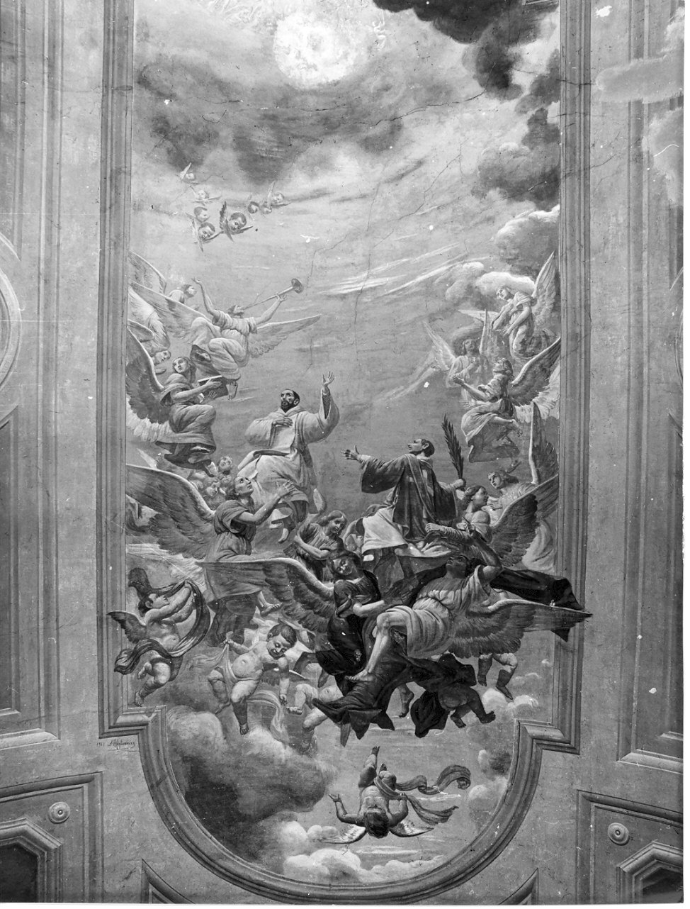 San Vincenzo e San Bernardo in gloria (dipinto, opera isolata) - ambito italiano (sec. XVIII)