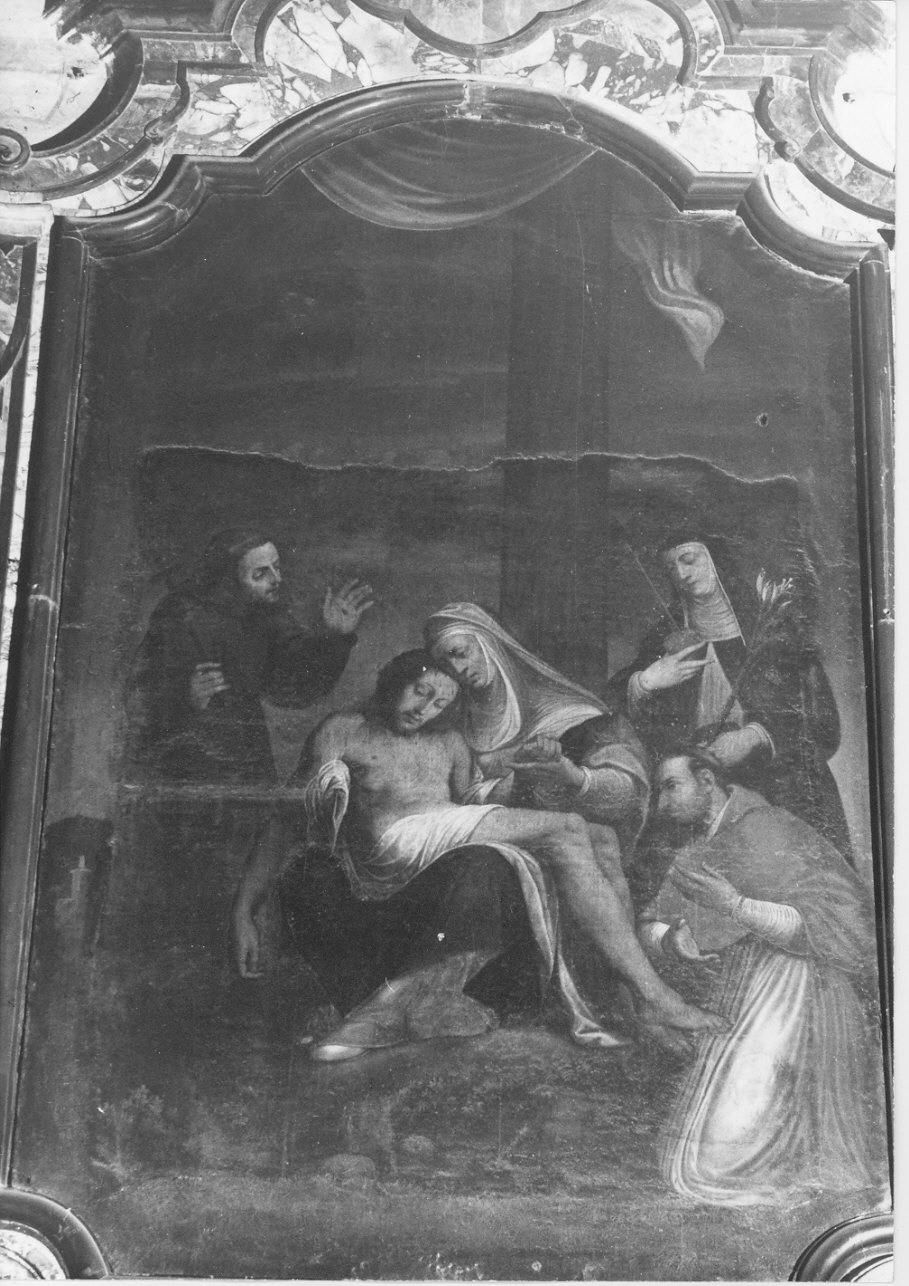 deposizione di Cristo dalla croce con San Carlo Borromeo (dipinto, opera isolata) - ambito lombardo (sec. XVII)