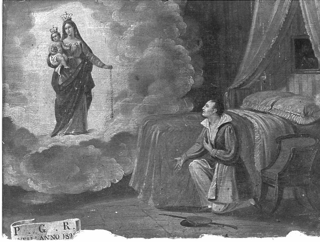apparizione della Madonna (ex voto, opera isolata) - ambito lombardo (sec. XIX)