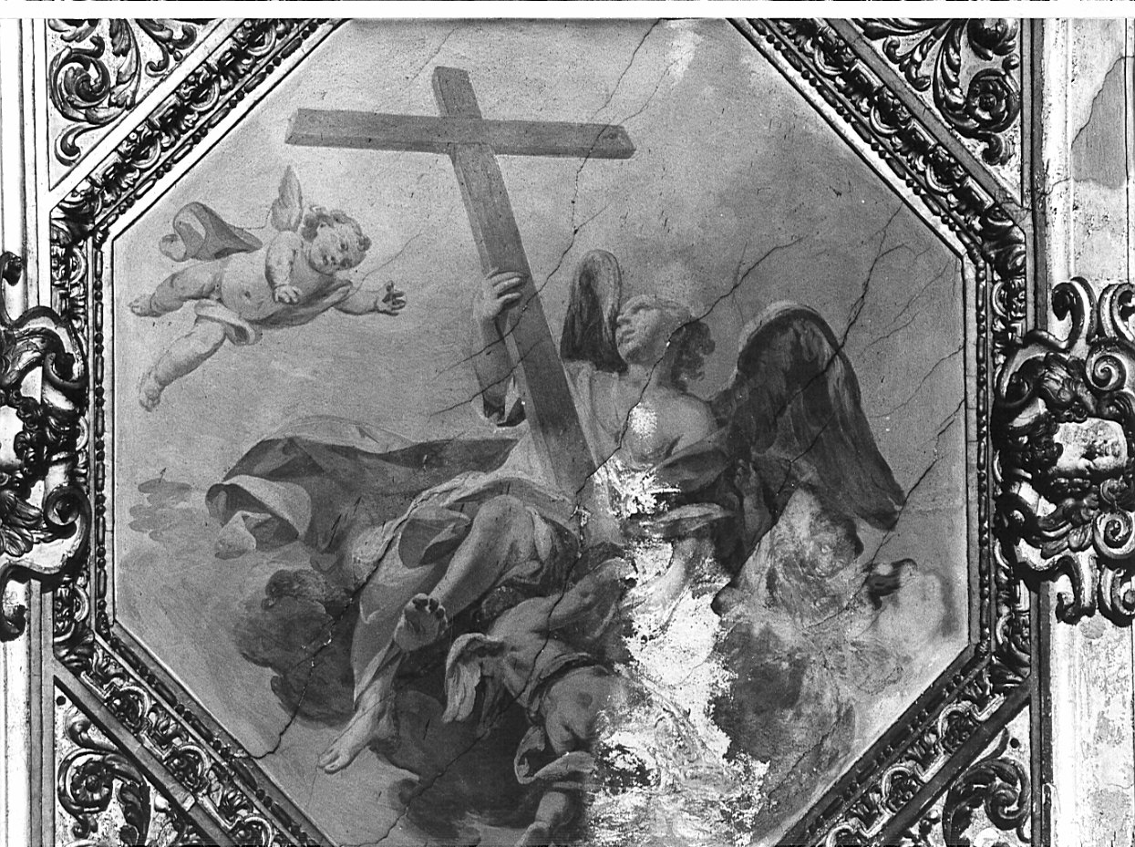 angelo con simboli della passione: croce (dipinto, opera isolata) - ambito lombardo (sec. XVIII)
