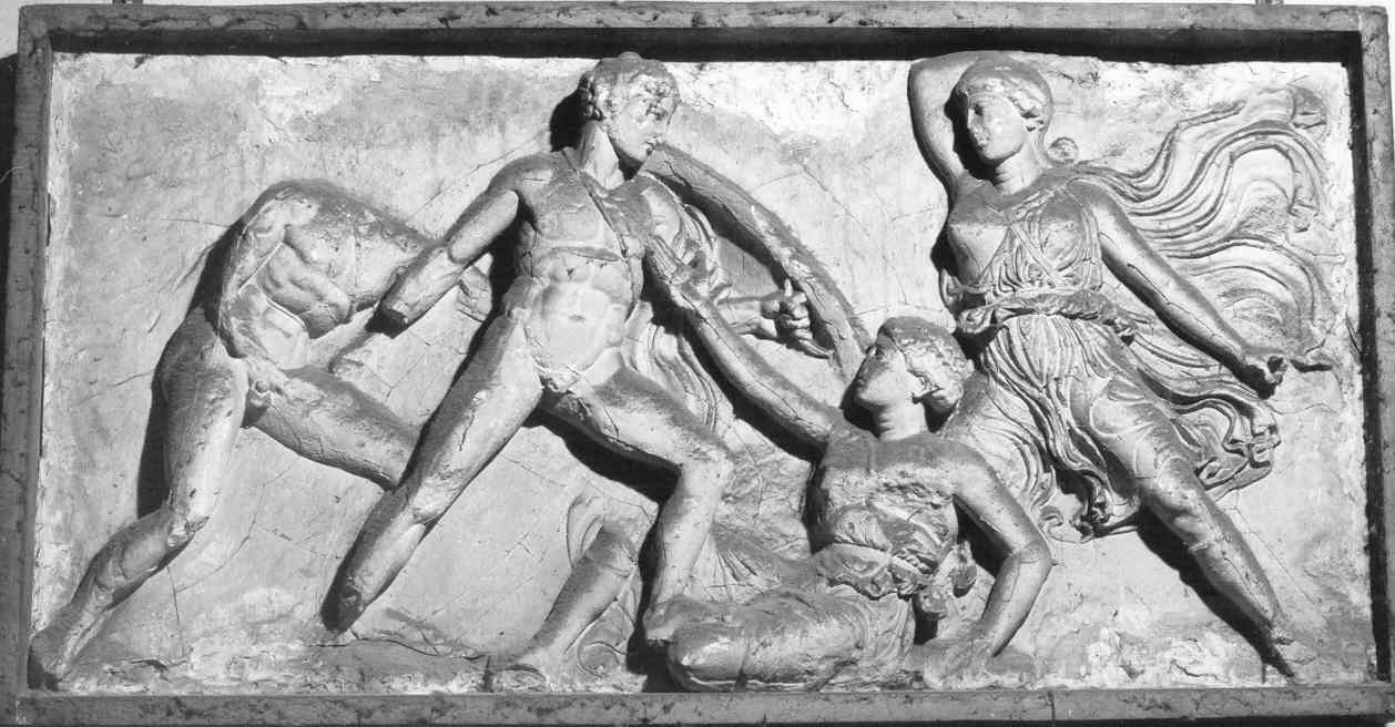 Achille e l'Amazzone Pentesilea, amazzonomachia (decorazione plastica, opera isolata) - ambito inglese (sec. XIX)