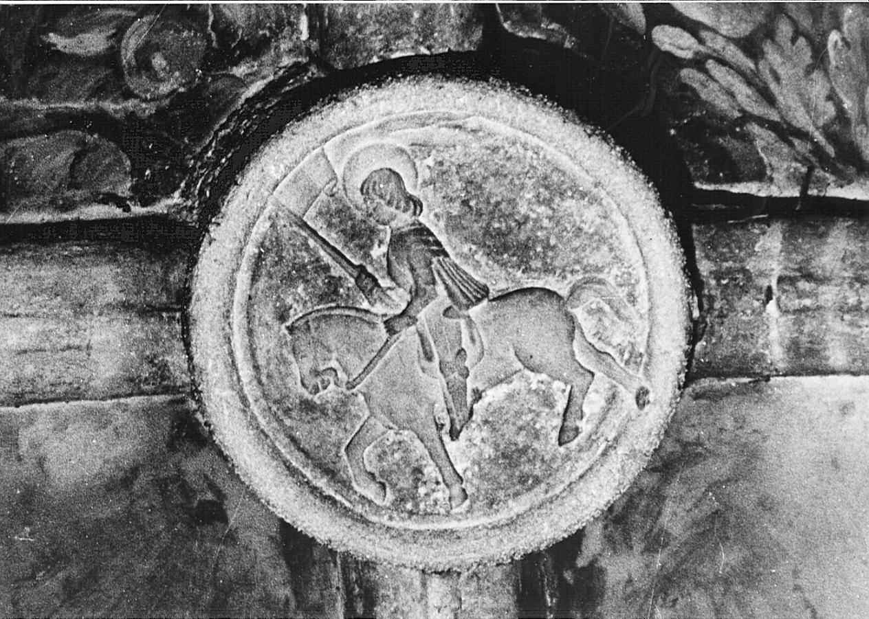 Santo cavaliere (rilievo, opera isolata) - bottega milanese (fine sec. XV)