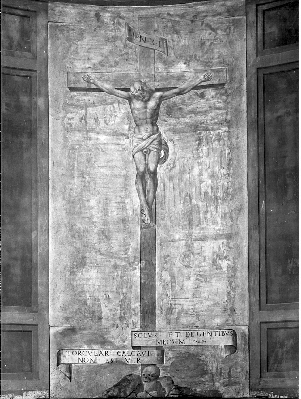Cristo crocifisso (dipinto, opera isolata) di Luini Aurelio (attribuito) (sec. XVI)