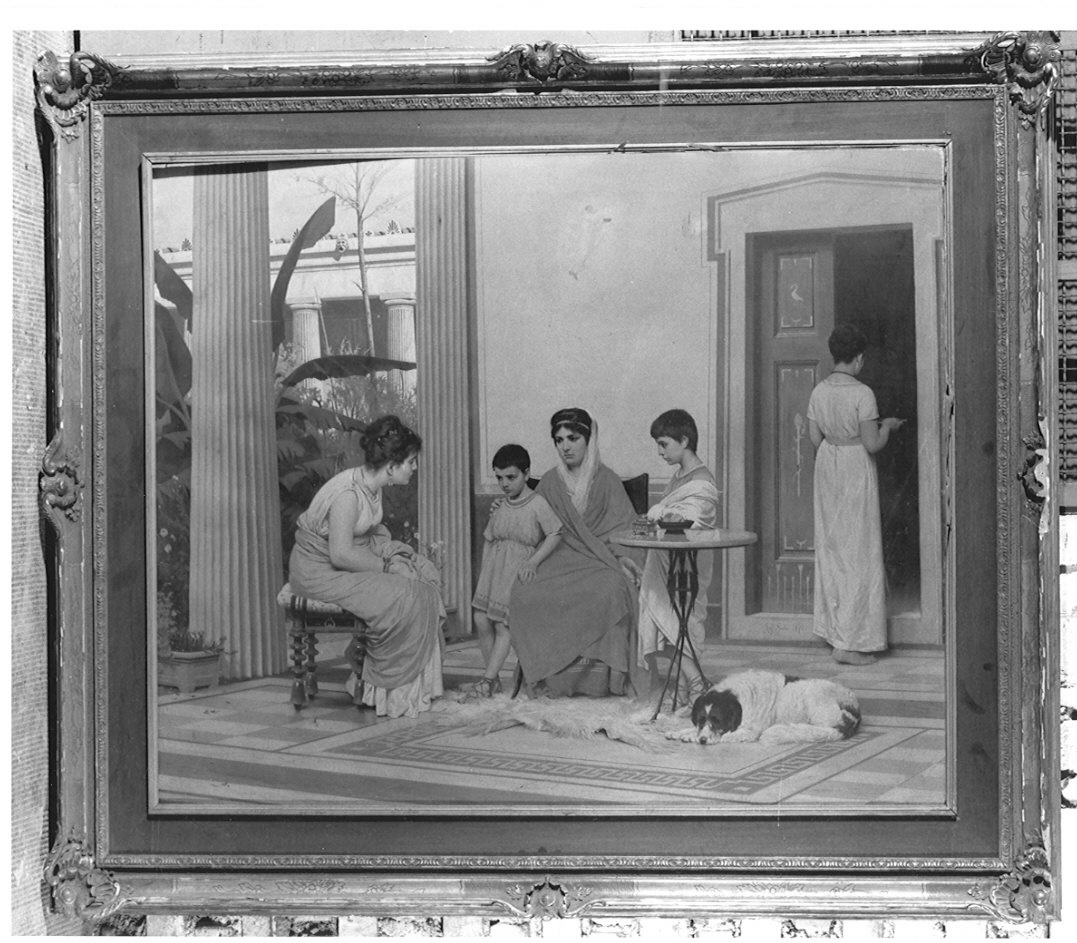 scena domestica in abitazione di epoca romana (dipinto, opera isolata) - ambito lombardo (?) (seconda metà sec. XIX)