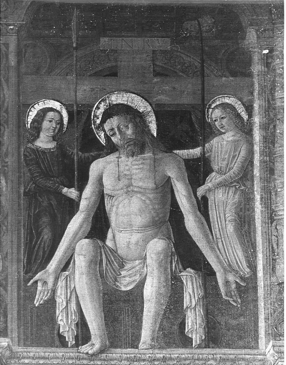 Cristo in pietà e angeli con simboli della passione (dipinto, elemento d'insieme) di Montorfano Giovanni Donato (sec. XV)