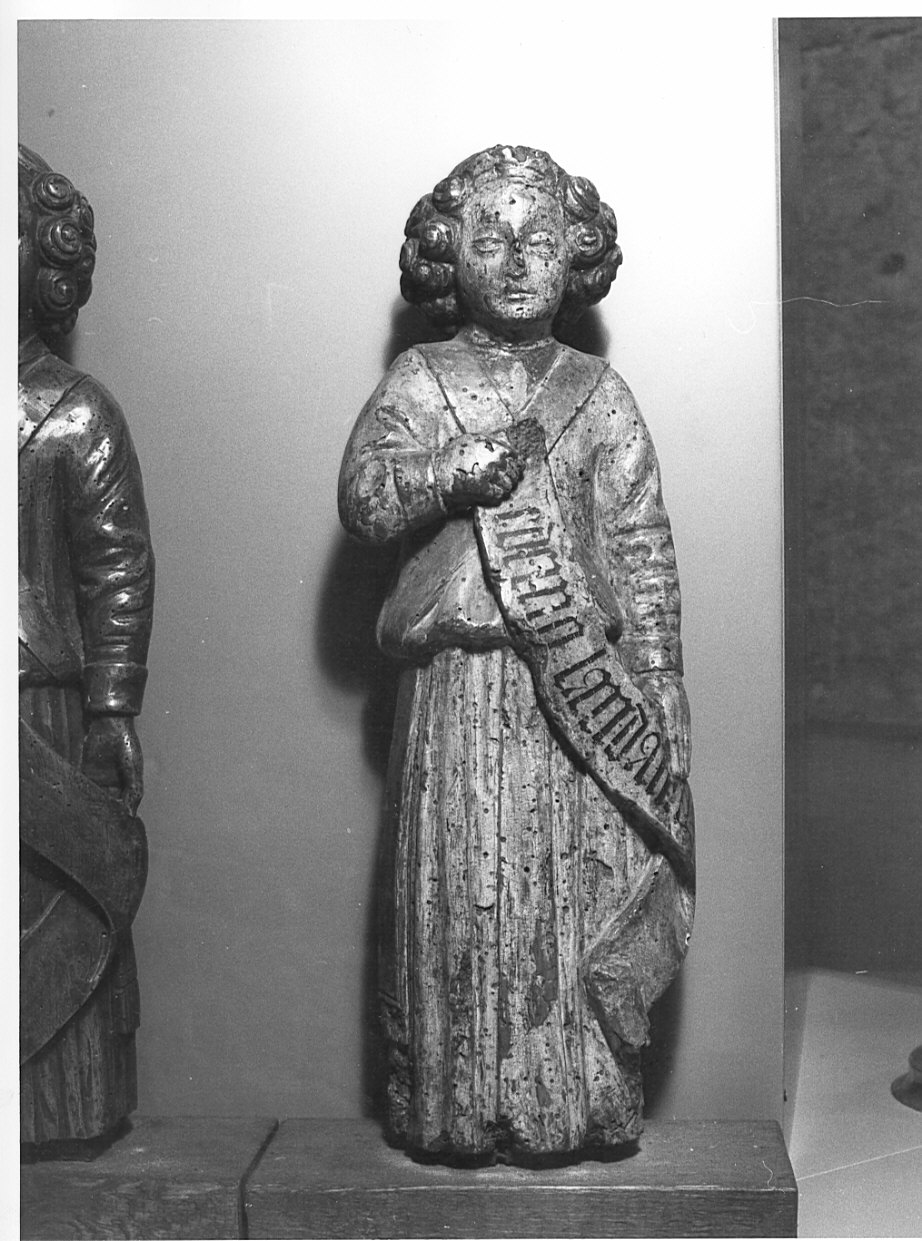 angelo con cartiglio (statuetta, opera isolata) di Lorenzo di Origgio, De Torri Giacomo, Del Maino Giacomo (sec. XV)