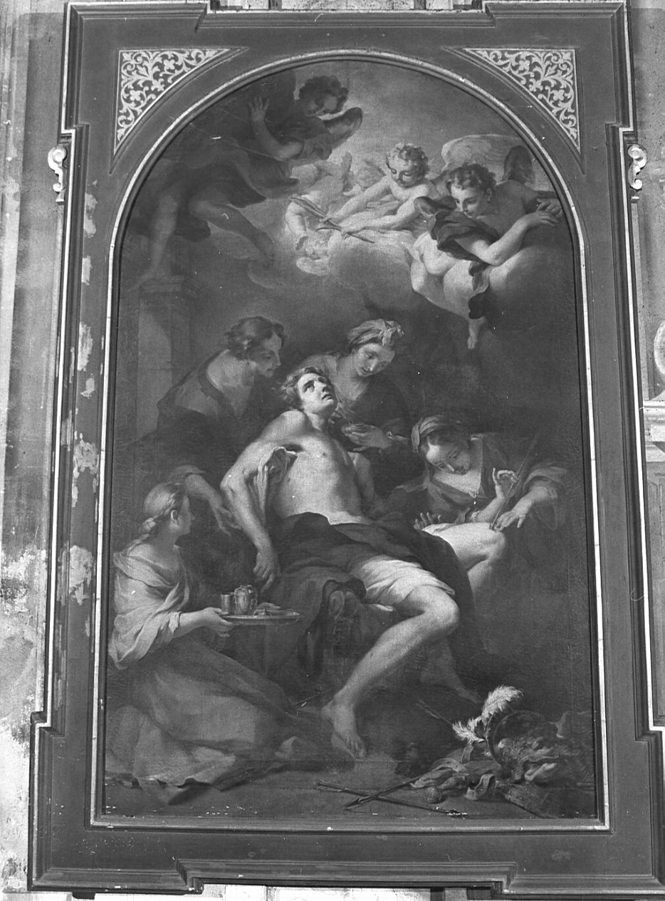 San Sebastiano curato da Irene (dipinto, opera isolata) di Besozzi Giovanni Ambrogio (inizio sec. XVIII)