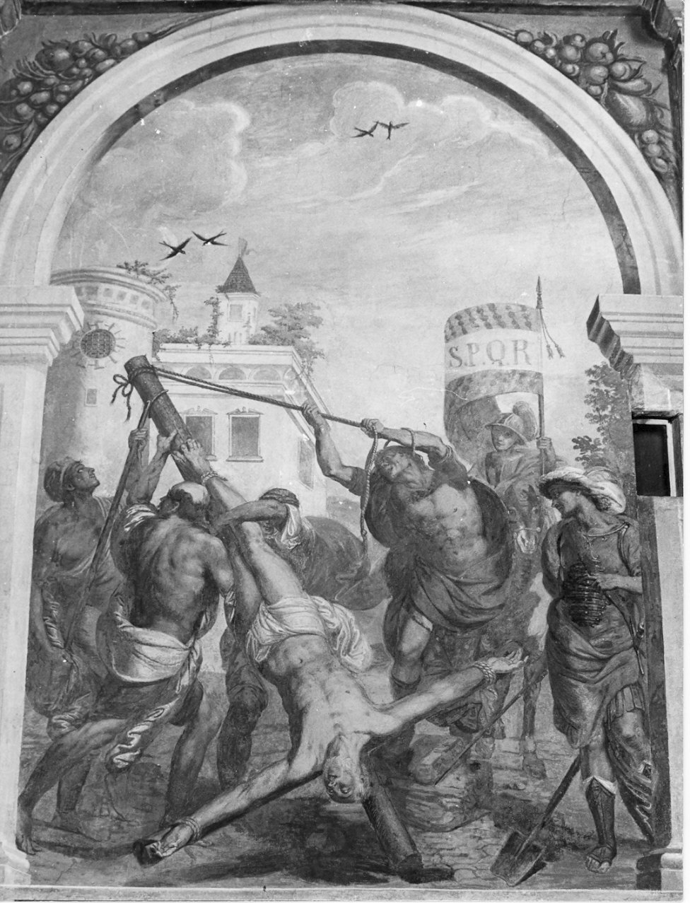 crocifissione di San Pietro (dipinto, elemento d'insieme) - ambito lombardo (sec. XVII)