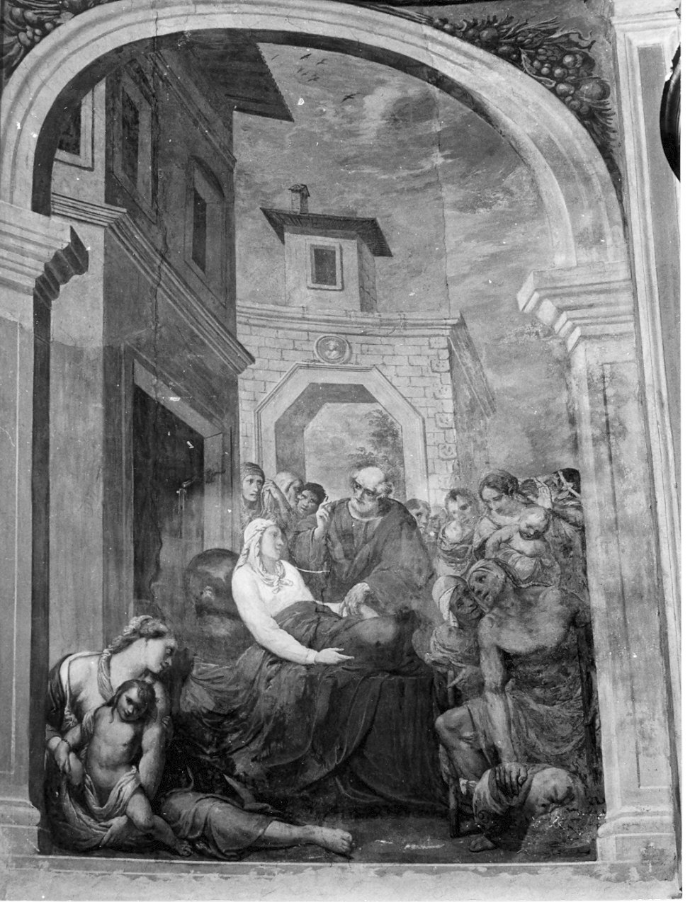 San Pietro guarisce un'inferma (dipinto, elemento d'insieme) - ambito lombardo (sec. XVII)