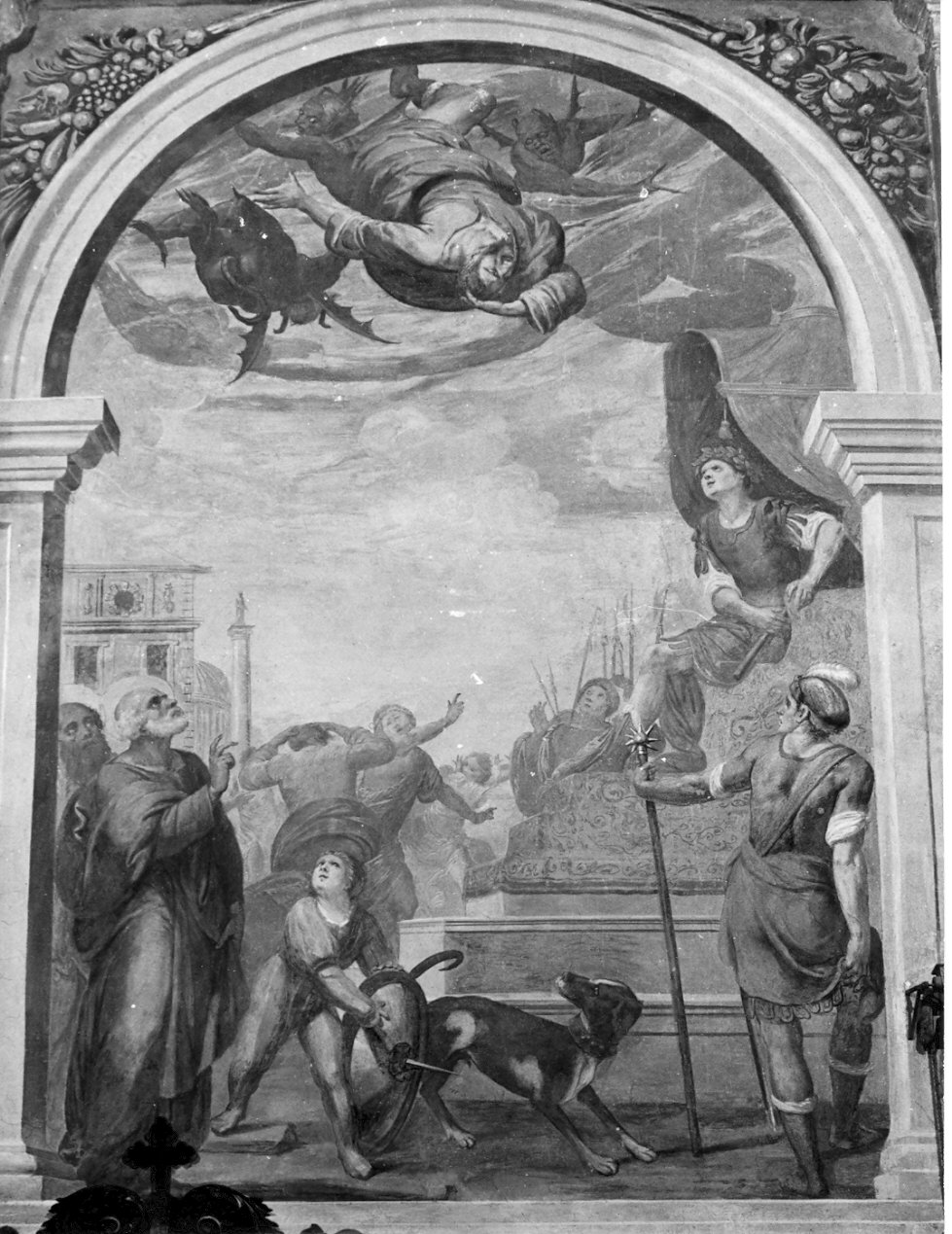 caduta di Simon Mago (dipinto, elemento d'insieme) - ambito lombardo (sec. XVII)