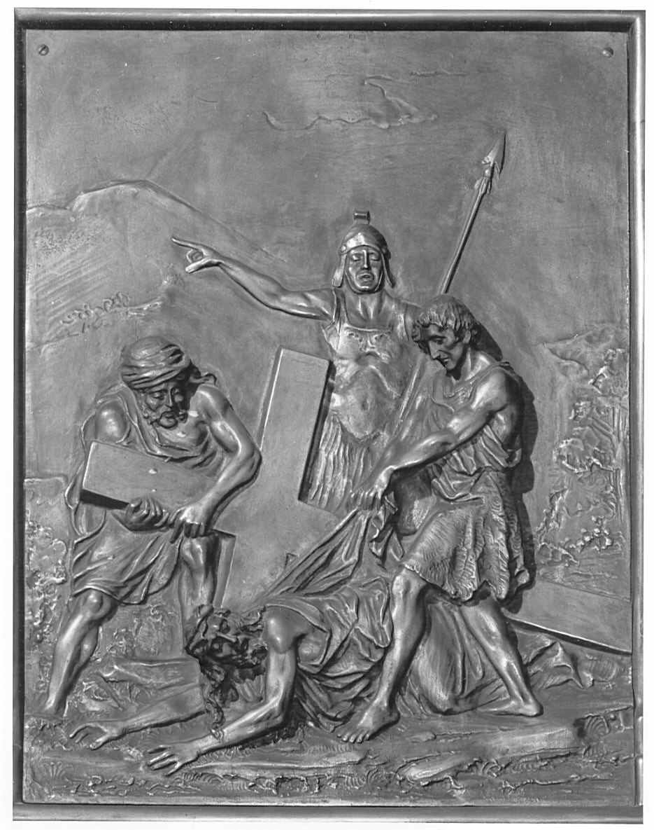 stazione IX: Gesù cade sotto la croce la terza volta (scultura, elemento d'insieme) di Lamperti Giovanni (sec. XIX)