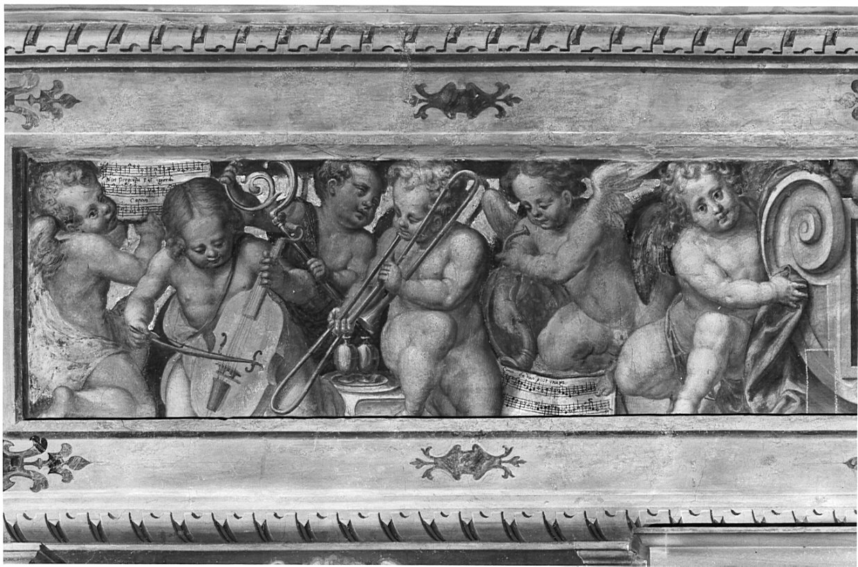 angeli musicanti (dipinto, elemento d'insieme) di Luini Aurelio (attribuito) (seconda metà sec. XVI)