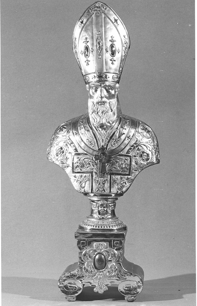 Santo vescovo (reliquiario - a busto, opera isolata) - manifattura lombarda (secondo quarto sec. XIX)