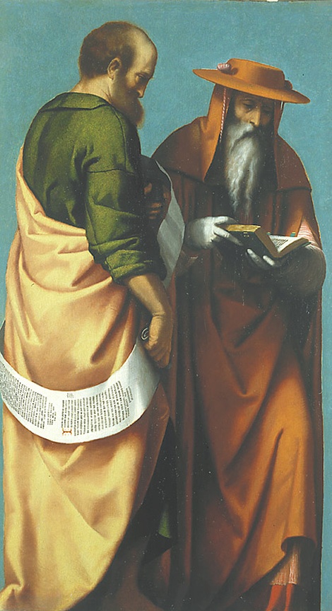 I Santi Marco e Girolamo, San Marco e San Girolamo (scomparto di polittico, frammento) di Bonvicino Alessandro detto Moretto (sec. XVI)