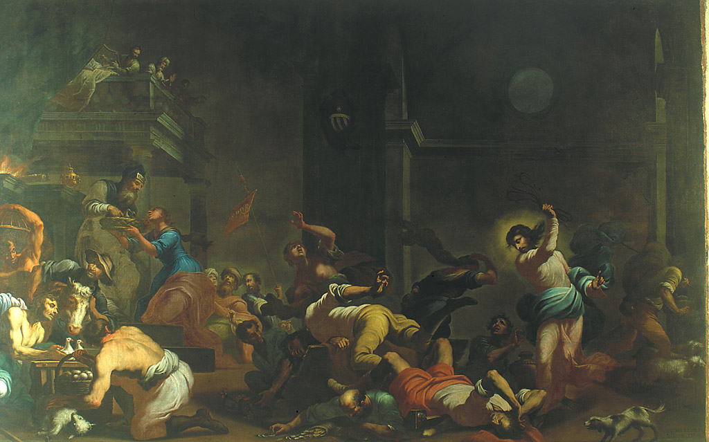 Cacciata dei mercanti dal tempio, Cristo caccia i mercanti dal tempio (dipinto, ciclo) di Ridolfi Agostino (sec. XVII)