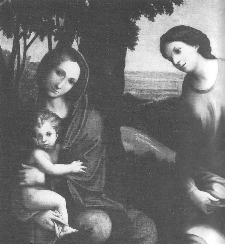 Madonna di Albinea, Madonna con Bambino tra Santa Lucia e Santa Maria Maddalena (dipinto, opera isolata) di Rondani Francesco Maria (attribuito) (sec. XVI)