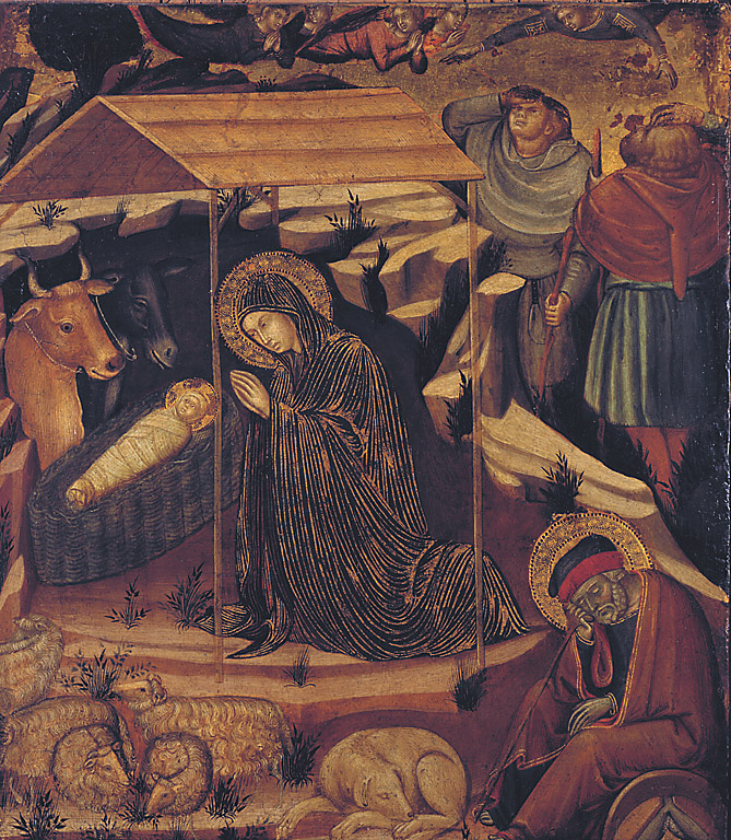 L'adorazione del Bambino, adorazione di Gesù Bambino (dipinto, opera isolata) di Agocchiari Barnaba detto Barnaba da Modena (sec. XIV)