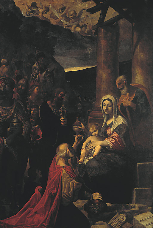 L'adorazione dei Magi, adorazione dei Re Magi (dipinto, opera isolata) di Carracci Ludovico (sec. XVII)