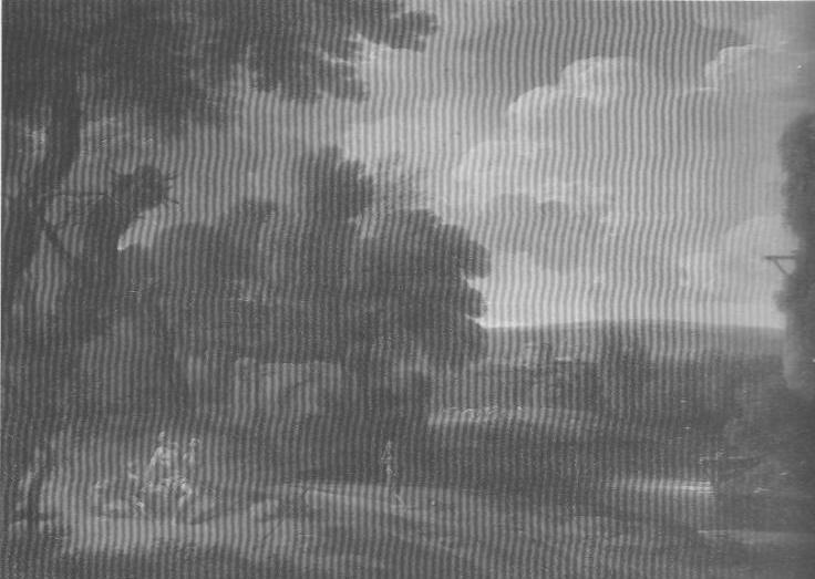Paesaggio con figure, paesaggio (dipinto, elemento d'insieme) - ambito romano (?) (metà sec. XVII)