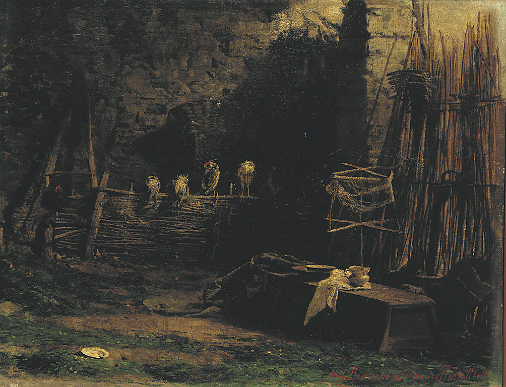 Interno rustico, interno rustico (dipinto, opera isolata) di Bianchi Mosè (sec. XIX)