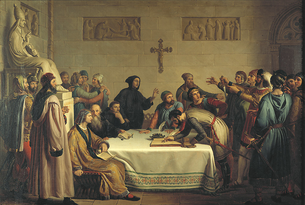 Il congresso di Pontida, congresso di Pontida (dipinto, opera isolata) di Diotti Giuseppe (sec. XIX)