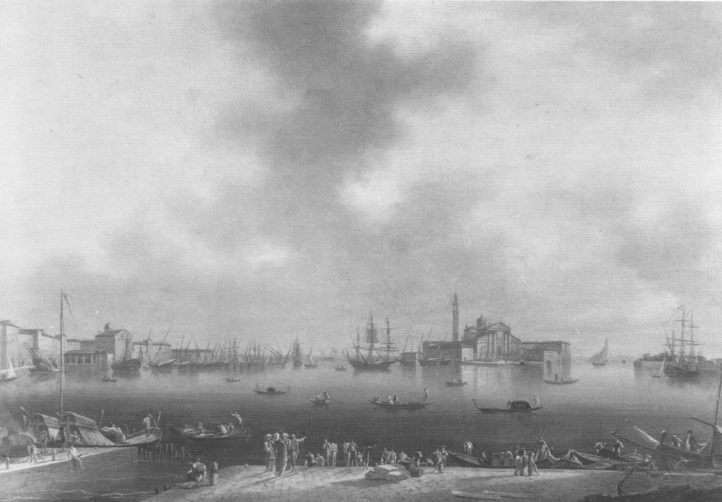 Porto di Ancona, marina con pescatori e barche (dipinto, opera isolata) di Fidanza Francesco (sec. XIX)