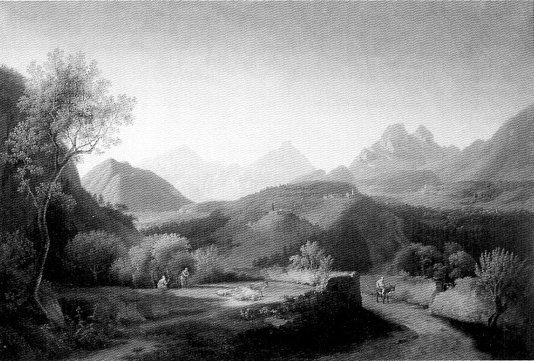 Dintorni di Erba, paesaggio (dipinto, opera isolata) di Gozzi Marco (sec. XIX)