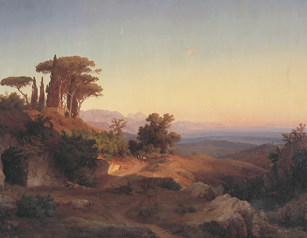 Paesaggio, paesaggio con alberi (dipinto, opera isolata) di Gurlitt Heinrich Louis Theodor (sec. XIX)