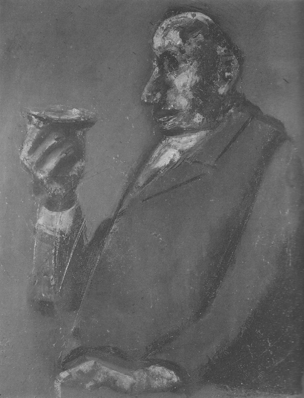 Il bevitore, busto d'uomo con bicchiere (dipinto, opera isolata) di Sironi Mario (sec. XX)