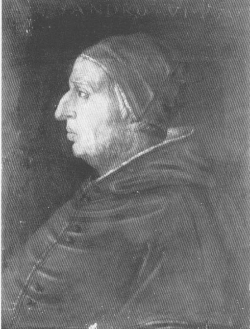 Ritratto del papa Alessandro VI Borgia, papa AlesSandro VI (dipinto, opera isolata) di Cristoforo dell'Altissimo (scuola) (prima metà sec. XVI, sec. XVI)