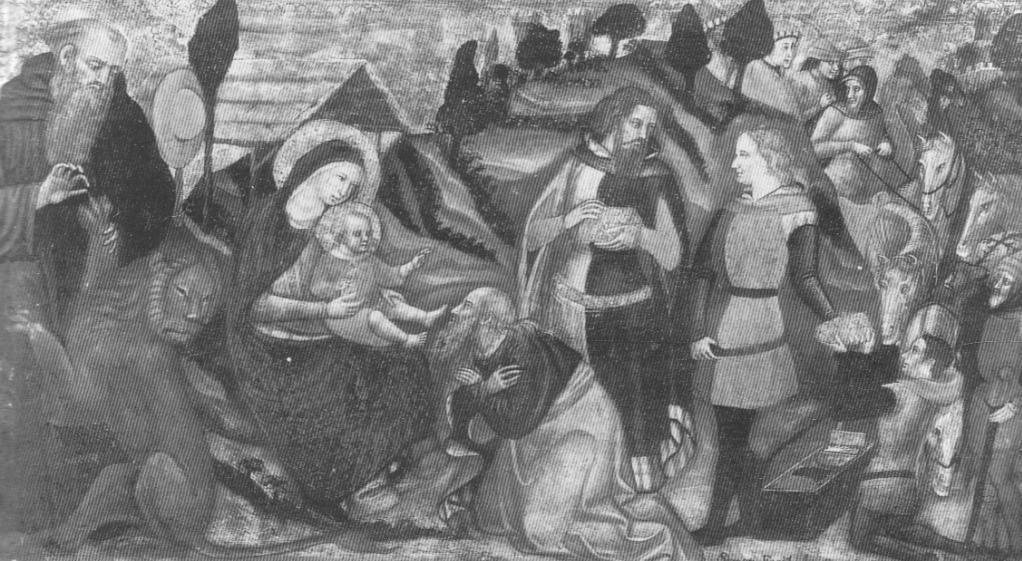 San Girolamo e Adorazione dei Magi, adorazione dei Re Magi con San Girolamo (dipinto, opera isolata) - ambito modenese (sec. XIV)