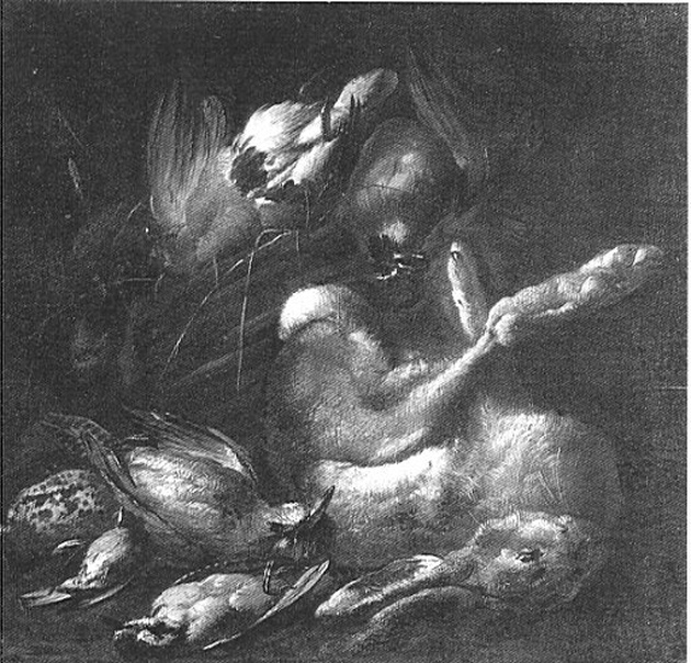 Cacciagione con lepre, natura morta con cacciagione (dipinto, serie) di Vitali Candido (sec. XVIII)