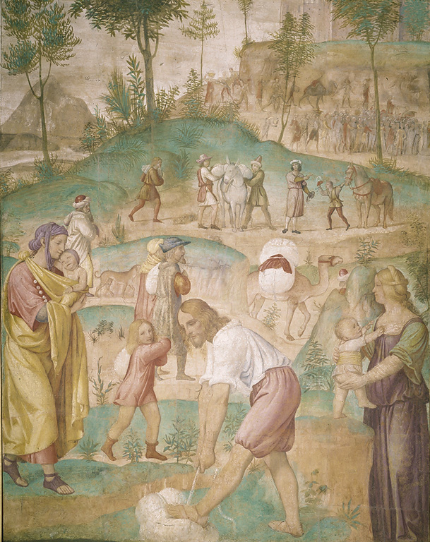 preparativi per la partenza degli ebrei, preparativi per la partenza degli ebrei (dipinto, ciclo) di Luini Bernardino (primo quarto sec. XVI)
