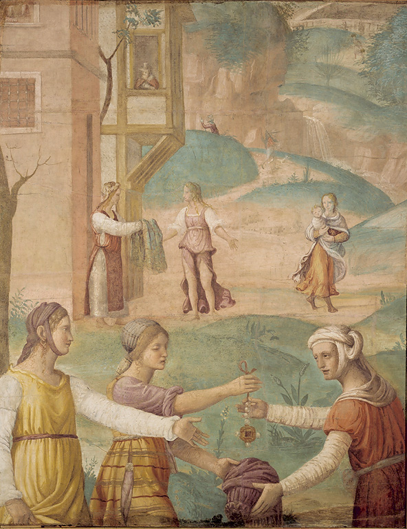 I doni degli egiziani agli ebrei, doni degli egiziani agli ebrei (dipinto, ciclo) di Luini Bernardino (primo quarto sec. XVI)
