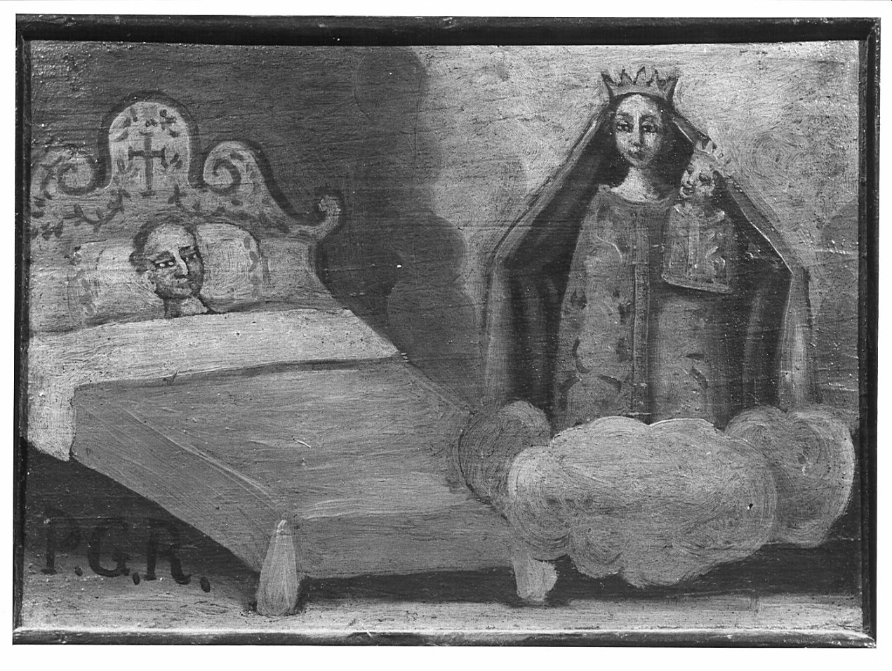 apparizione della Madonna a un uomo ammalato (ex voto, opera isolata) - ambito italiano (prima metà sec. XIX)