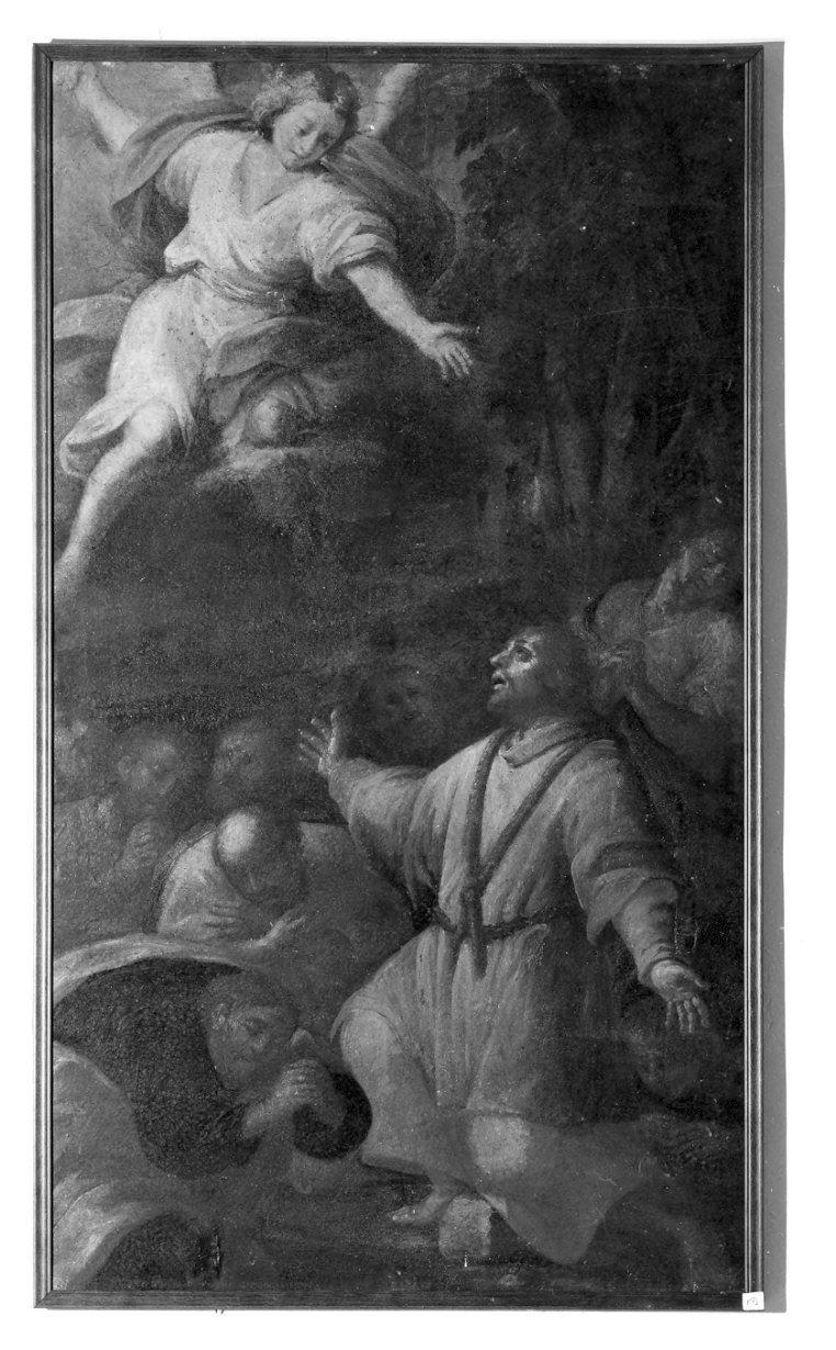 Santo penitente confortato da un angelo (dipinto, opera isolata) - ambito lombardo (fine sec. XVII)