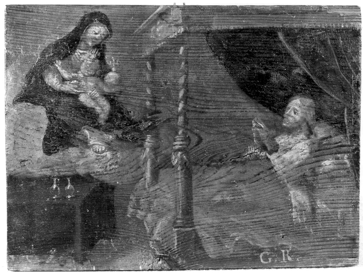 apparizione della Madonna a un uomo ammalato (ex voto, opera isolata) - ambito italiano (sec. XVIII)
